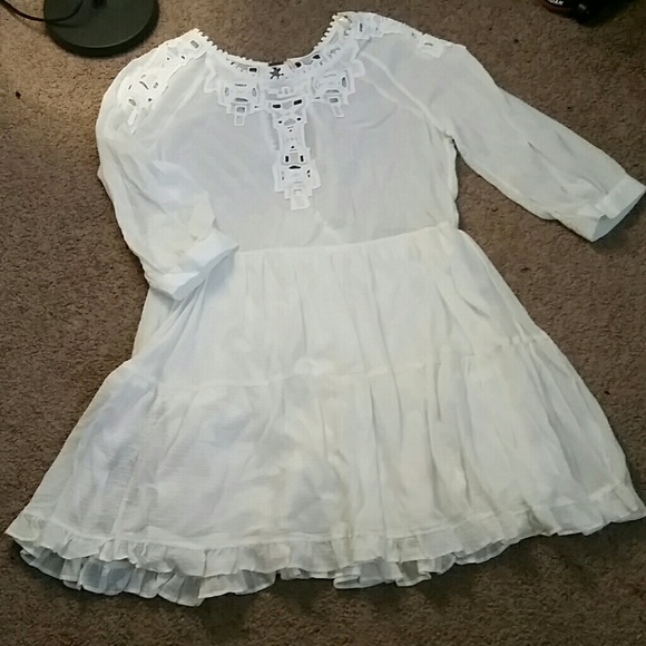 Free people white embroidered lace dress ruffle - Picture 2 of 4